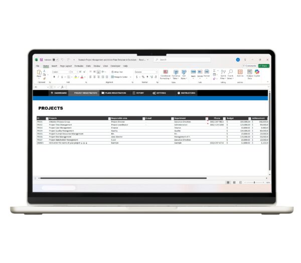 Excel spreadsheet showing task assignments and deadlines