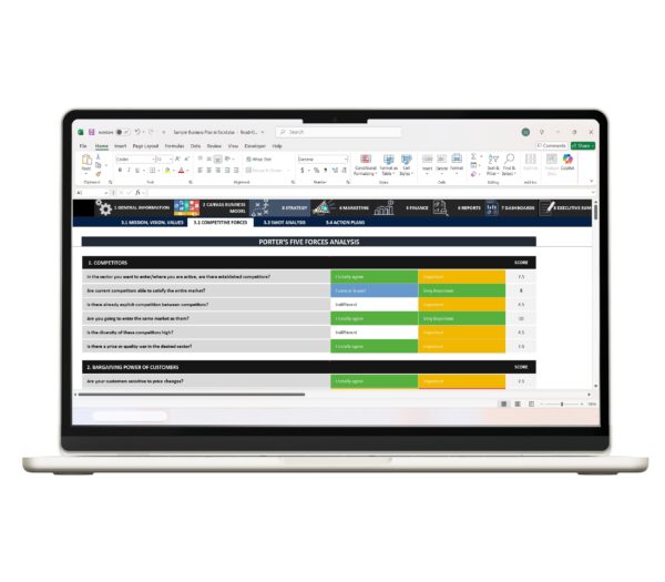Financial projection sheet in Excel