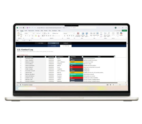 Excel CRM Data Entry Sheet