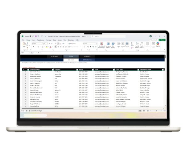 CRM Excel Dashboard Overview