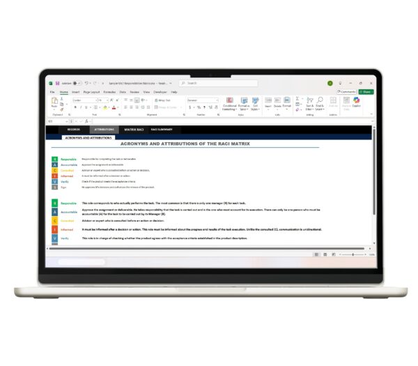 Excel RACI matrix template for project roles
